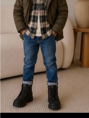 Timberland premium Kids Black nubuck  Lace-Up 6in waterproof Boots